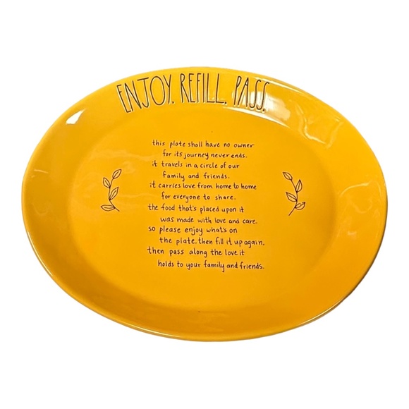 Rae Dunn "ENJOY. REFILL. PASS" Orange Serving Platter Dish - Picture 1 of 1